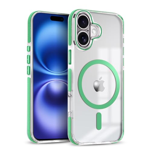 Image of MINTZZ ️ for iPhone 16 Plus Case, Compatible with MagSafe, Military-Grade Protection, Yellowing Resistant, Scratch-Resistant TPU Back, Magnetic Phone Case for iPhone 16 Plus Green