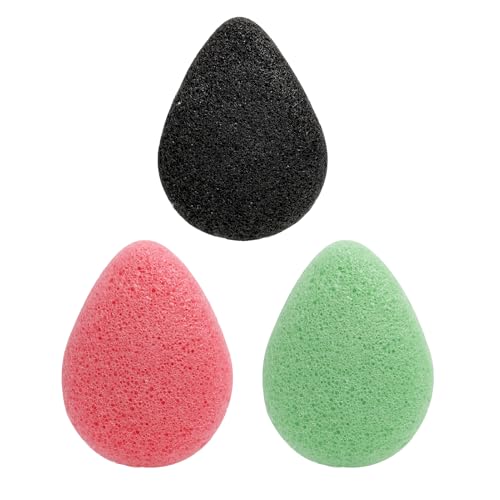 Esponja Facial Konjac Natural | Pack de 3 Esponjas Limpiadoras en Forma de Gota, con Carbón Activado, Biodegradables y Ecológicas para Todo Tipo de Piel | Limpieza Profunda y Exfoliación Suave