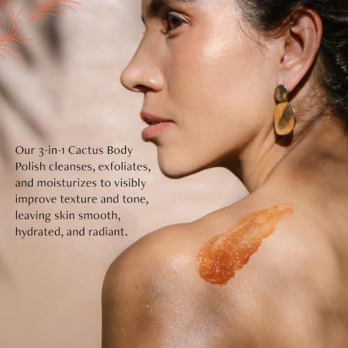 Image of Nopalera Cactus Body Scrub and Exfoliator, Flor de Madera, 7 oz | 3-in-1 oil cleanser, exfoliant, moisturizer with cactus oil. Clean beauty for sensitive skin