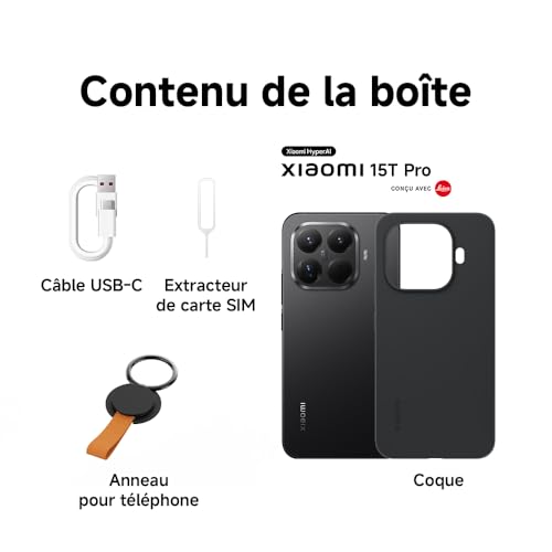 XIAOMI 15T Pro, Smartphone 12 + 512 Go, écran 6,83' 144 Hz avec Protection oculaire, MediaTek Dimensity 9400+, Téléobjectif Leica x5 Pro 50 MP, 5 500mAh, Moka, Chargeur Non Inclus