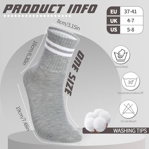 Image of Jspupifip 8 Pair Striped Athletic Crew Socks Running Socks for Men Women | Moisture-Wicking, Soft Stretchy Casual Mid Calf Socks Size 5-8, Breathable Casual Gym Socks