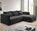 Produktbild FURNIX Ecksofa Yalta mit Schlaffunktion und Bettkasten - Couch L-Form Sofa mit Kissen - Stellfüße in Chromoptik - B245 x H83 x T182 cm, Liegefläche: 147 x 232 cm - MH95 (Dunkelgrau)
