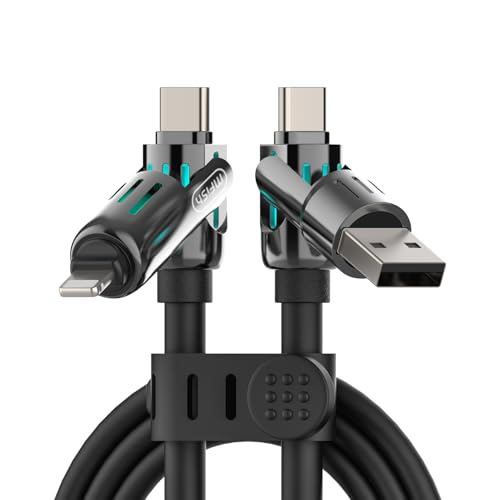 Image of MFish 2-Pack 240W 4-in-1 Multi Charging Cable, Black+White, 6.6FT