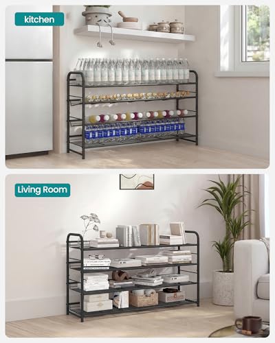 Image of SONGMICS Shoe Rack, 4 Tier Shoe Organizer for Closet, Holds up to 20 Pairs of Shoes, Shoe Rack for Front Door Entrance, Metal Shoe Shelf with Adjustable Tilt Angle, for Entryway, Garage, Black