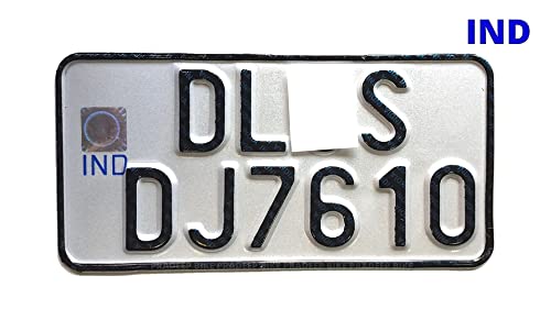 Image of IND Pradeep Bike Die Pressed Customized Aluminium Number Plate Fancy (White,Standard Size 20X10 CM, 01 Piece) for Old Vehicle Only Rear 1 Side | (White) Barcode-Serial Number Not Include