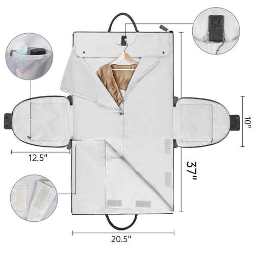 Image of Carry on Garment Bag, Large PU Leather Garment Bags for Travel with Shoe Pouch, Prue Black, Tote