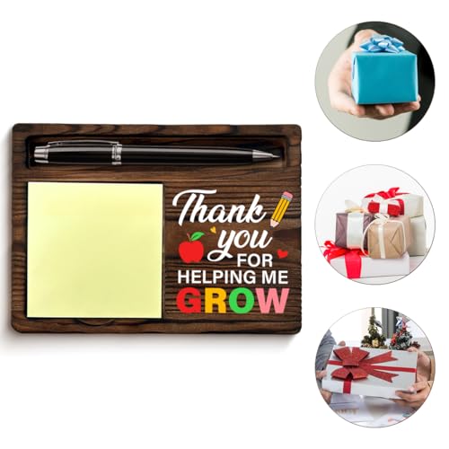 Teacher Appreciation Gifts for Women Men, Teachers Day Gift for Teacher Thank You for Helping Me Grow Sticky Note Holder for School Office Desk Decor
