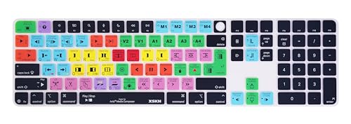 XSKN Avid Media Composer Shortcuts Keyboard Cover Skin Fits for Apple 2024 iMac M4 Chip Magic Keyboard with Touch ID and Numeric Keypad A3119