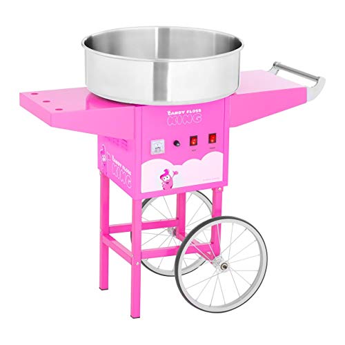 Royal Catering Máquina De Algodón De Azúcar con Carrito RCZC-1200-P (1200 W, Ø 52 cm, 1 porción /30-60 s, Control separado del termostato y la rotación, incl. dosificador) Rosa