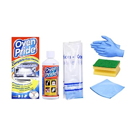 JOADE Oven Cleaner Cleaning Set - Oven Pride Complete Cleaning Set Includes - Oven Cleaning Bag For Racks, Pairs Of Gloves, Microfiber Cloth, Scouring sponge,Overni ght Degreaser Cover