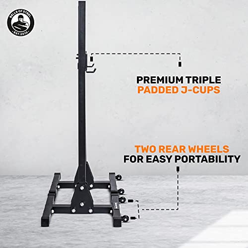 Image of Bells of Steel Adjustable Bench Press Rack and Squat Rack for Home Gym and Commercial - Premium Triple Padded J-Cups for Power and Olympic Bar - 12 Gauge Steel Squat Stand, 600 lb Capacity
