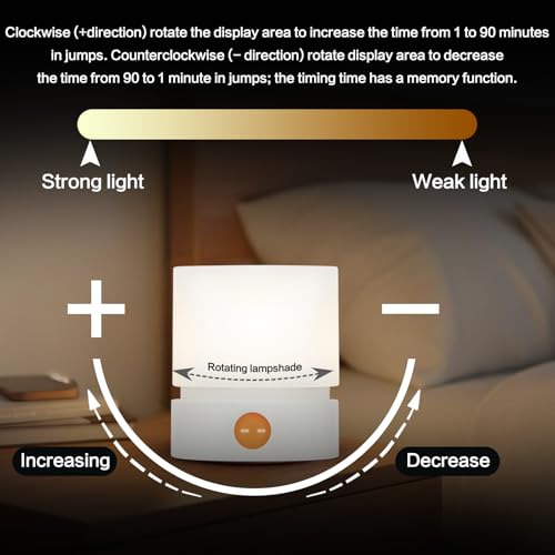 Image of Cylindrical Lamp Cute Night Light USB Charging Nordic Rotating Digital Display, Timer, Rechargeable, Dimmable, Sleep Companion Night Light(White)