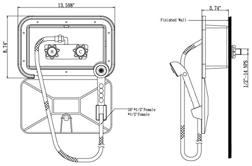 Dura Faucet DF-SA170-WT RV Exterior Shower Box Kit with Lock (White)