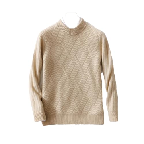 Dcvmvmn Men's Autumn Winter O-Neck Cashmere Wool Soft Sweater Casual Thick Basis Pullover Beige