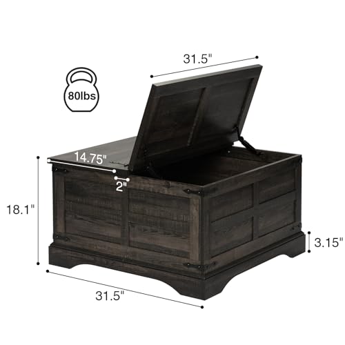 Wnutrees Farmhouse Coffee Table with Hinged Lift Top