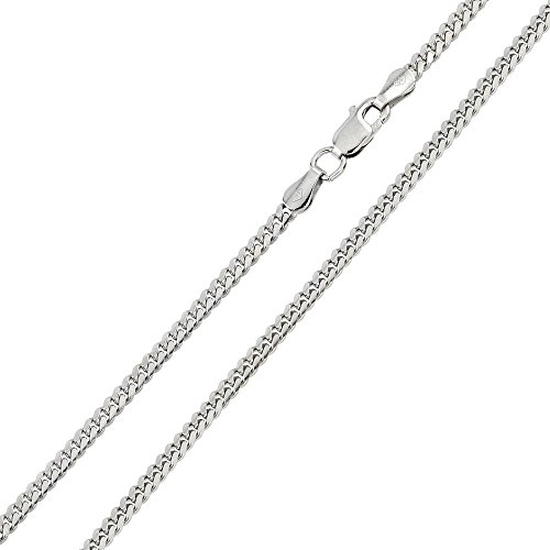 CloseoutWarehouse Rhodium Plated Sterling Silver Miami Curb 180 Chain Link 6.1mm