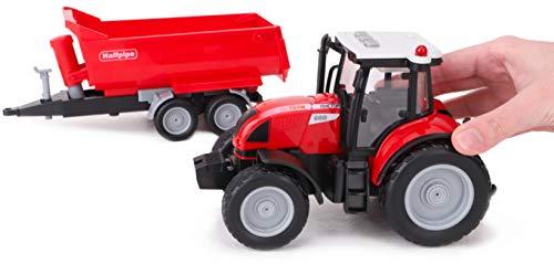 Toyland® 37cm Roter Traktor & Anhänger mit Licht & Ton - Farmspielzeug – Bild 3
