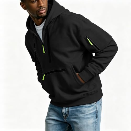 Hoodies for Men Quarter Zip Pullover Cargo Tactical Hooded Sweatshirt - image 6