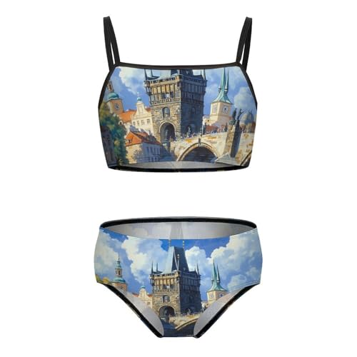 Charles Bridge in Prague Czechrepublic (4) Girls Swimsuits Two Piece Bikini Sets Beach Sport Swimwear Bathing Suit