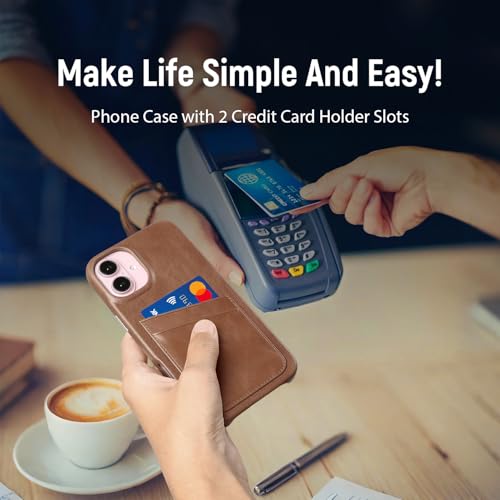 Étui iPhone 16 Plus cuir véritable antichoc avec porte-cartes de crédit - 5