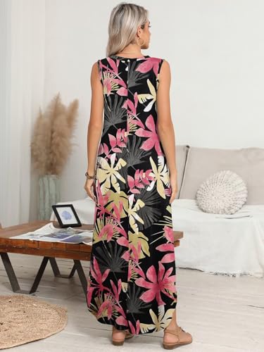 Image of BELAROI Womens Plus Size Maxi Dress Sundress Summer Casual Sleeveless V Neck Pockets Beach Swimsuit Coverup Loose