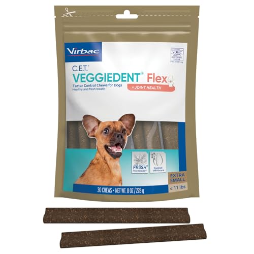 Virbac C.E.T.® VEGGIEDENT® Flex Tartar Control Chews for Dogs - Multifunctional to Support Joint Health, VOHC Approved - Extra Small Under 11lbs - image 7