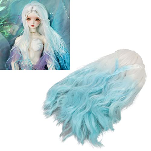 Alvinlite Doll Wig Gradient Colors 1/6 Doll Wig Curly Style High Elasticity Smoothing Doll Making Hair for Replacement Decoration DIY Doll Wig(Gradient Blue)