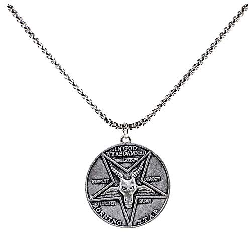 Lucifer Morning Star Collar Pentecostal Coin Vintage para Colección Regalo Accesorio Prop con Caja Zinc Lucky Coin Bronce/Plateado Diseño Original Unisex(38mm*2mm)