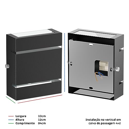 Arandela Externa Parede Slim 2 Frisos E Focos Alumínio MF167 (Preto)