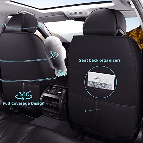 Image of FREESOO Universal Car Seat Covers Full Set Faux Leather Black