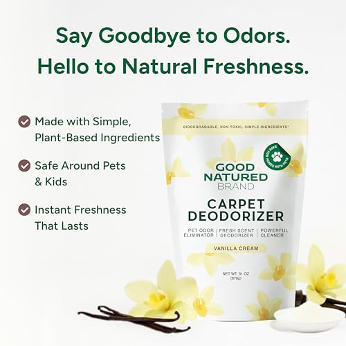 Image of Good Natured Brand | Carpet Deodorizer & Freshener Powder | 31 oz Pet Odor Eliminator for Strong Odor & Pet Urine | Fresh Natural Vanilla Cream Scent | Safe for Homes with Pets