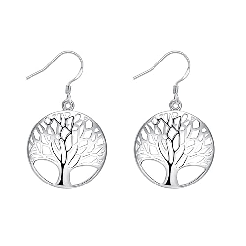 Boucles d'oreilles en Or Blanc 9K pour femmes au design creux poli