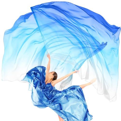 Image of Jecery 2 Pack Praise Dance Worship Flags, 35''x 55'', White Blue Navy Blue
