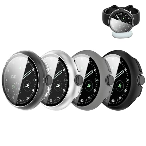 Ή Google Pixel Watch 4 41mm/45mm P[X/Jo[ O[O sNZ EHb` 4 Jo[+KX PCf ̌^ ߗ C菝h~ Sʕی [dɉeȂ (4FZbgA, Pixel Watch 4 45