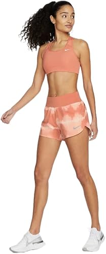 Nike Dri-FIT Eclipse - Pantalones cortos para correr de 3 pulgadas con estampado de tiro medio (raíz madder), talla S, Madder Root