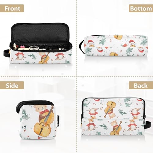 Bolsa de viaje para herramientas de cabello con diseño de animales tocando instrumentos musicales, con tapete resistente al calor para planchas y rizadores miniatura 5