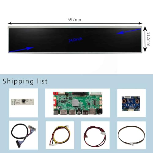 Image of 24 inch 1920x360 DV240FBM-NB0 30pin IPS Stretched Bar LCD Screen | and H /D USB SD Audio LVDs Controller Board,for DIY Gaming Marquee Monitor /Supermarket Shelf Display