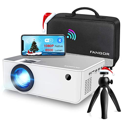 Proyector WiFi FANGOR 1080P Nativo HD Proyector V�deo 6500 Lumens port�til Bluetooth Proyector Cine en casa Proyector Compatible con TV Stick, HDMI, VGA, USB, Laptop, iPhone / tel�fono Android