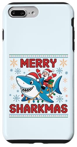 Merry Sharkmas AO[Z[^[ T^ CfBO V[N Cgt X}zP[X iPhone 7 Plus/8 Plus p