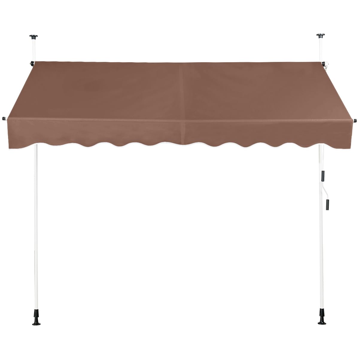 GOPLUS Toldo Retráctil Manual, Toldo Enrollable Impermeable con Manivela, Altura Ajustable 2-3M, Toldos Exterior Terraza Balcón Jardín (Marrón, 2,5 m)