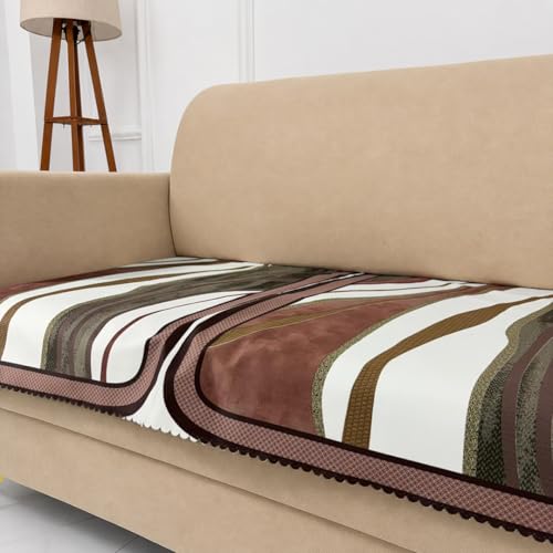 Image of Homerz Premium 'Luxe Series' Holland Velvet Sofa Cover | Smooth Finish | Anti-Skid Fleece Backing | Soft Touch Couch Protector for Living Room (Ocean Crest, 6 (3+2+1) Seater, Only Seat Cover)