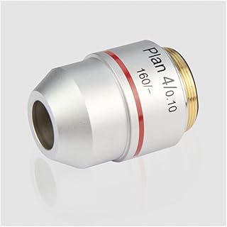 XuuSHA Acessórios de microscópio digital portátil com lente objetiva de plano 4X 160/0,17 para microscópio biológico, acessórios de microscópio de rosca padrão RMS universais