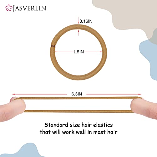 No Metal Hair Ties Brown Elastics Nylon For Women Girls Large Thick Fine Beauty Hair Ties Ponytail Holder Snag Free No Damage No Breakage 4Mm 50 Pcs Jasverlin (Light Ash Brown) #TOP1