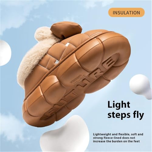 Women's Cute Bowknot Design Plush Lined Slipper, Bow Slippers, Bowknot Slippers, Winter Warm Anti-Skid Waterproof3