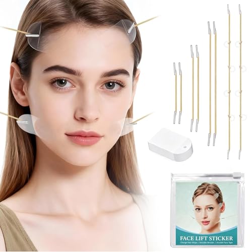 68Pcs Face Lift Tape Invisible with Pull Cord Facelift Tapes Set for Lifting Sagging Skin