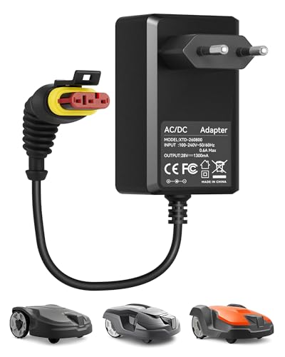 Adaptador Cargador Fuente 28V 1.3A compatible con Husqvarna Automower 105, 310, 315, 315X, 305, 310 Mark II, 315 Mark II Cortacéspedes, Robots de Corte, Cargador para Gardena R50Li, R40Li, R45Li