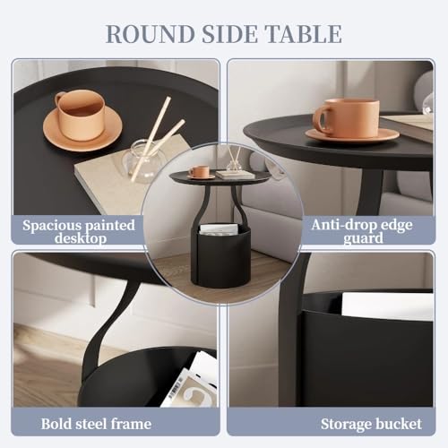 Table d'appoint Double avec Panier anti-chute petits espaces - 5