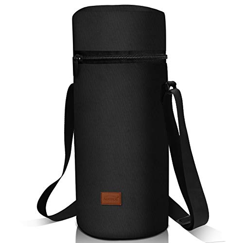 Aosbos 1,5L Grand Sac à Bouteille Isotherme pour Vin Champagne Porte-Bouteille d’Eau 1,5 litres avec Bandoulière Réglable, Style Classique & Sobre, Noir