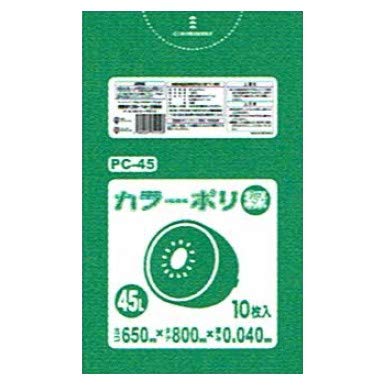 Amazon.co.jp: カラーポリ袋 45L LLDPE 0.04×650×800mm 緑 10枚×40冊