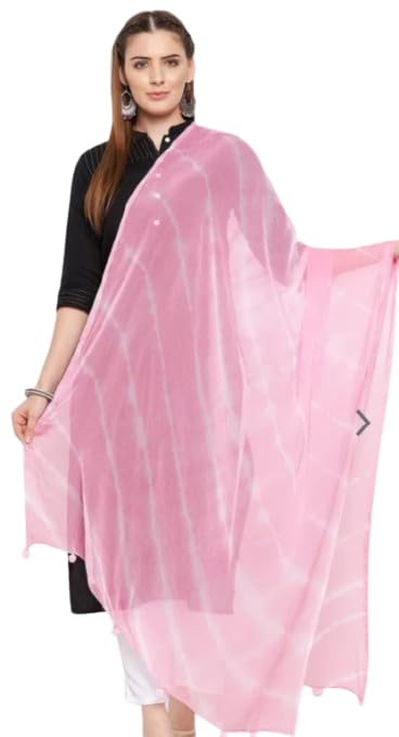 Chiffon Dupatta for Women, Light Pink, Solid Pattern-image-43